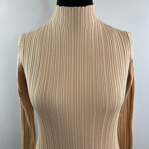 Acne Studios Beige Sweater Cotton Knit Ribbed Turtle Neck Pullover Size Small S - Picture 3 of 8